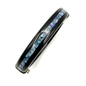 Jay King Black Onyx Agate & Micro Opal Mosaic Inlay Sterling Bangle Bracelet